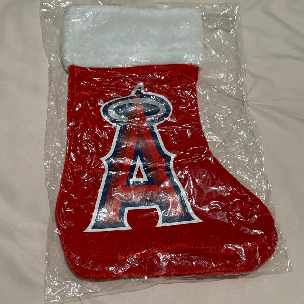 Angels Red and White Holiday Stocking